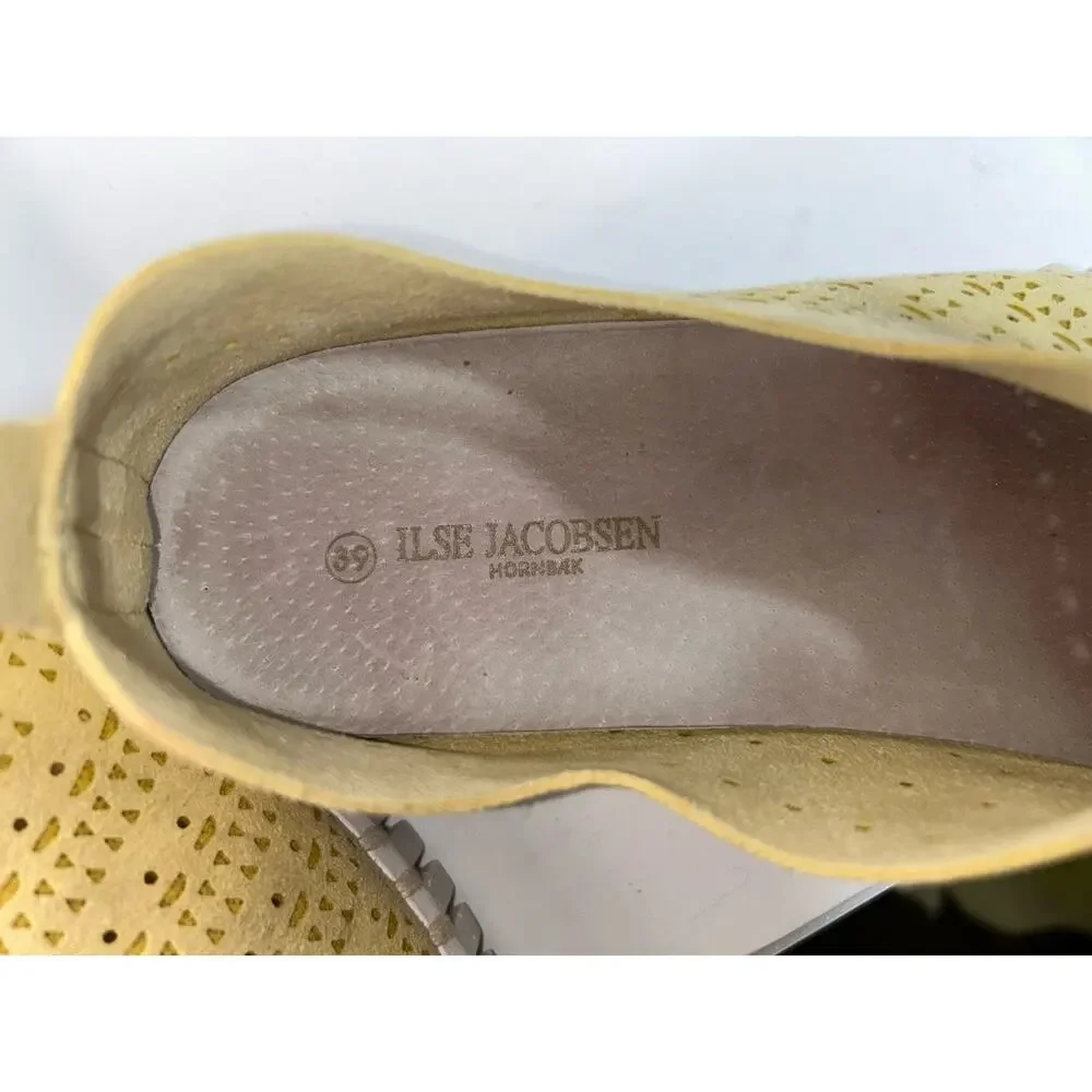 Ilse Jacobsen Perforated Slip-On Tulip Flats Size 8.5-9 Double Cream Yellow